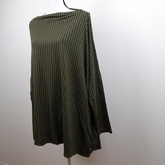 Bryn Walker Tunic Women's Plus Size 1X Green Black Dimitri Houndstooth Flawed - Picture 3 of 11